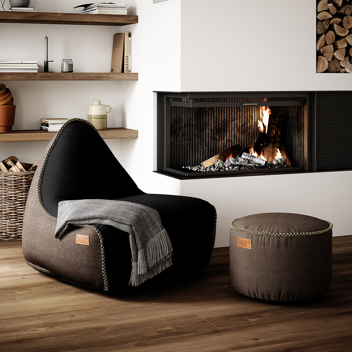 Canvas Lounge Chair - Black/Brown