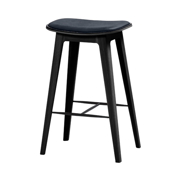 Nordic Bar Stool - Black Stained Oak with stitches